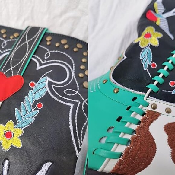 Swallow Floral Embroidered Cowgirl Boots - Picture 4 of 6
